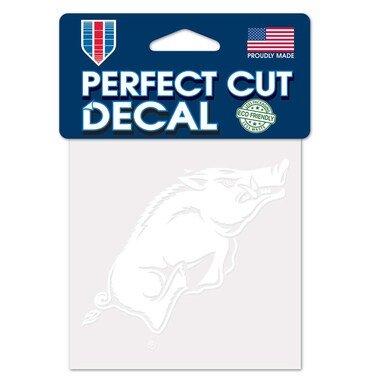 NCAA Arkansas Razorbacks 4x4 Perfect Cut White Decal, One Size, Team Color