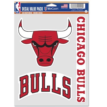 Wincraft NBA Chicago Bulls Decal Multi Use Fan 3 Pack, Team Colors, One Size