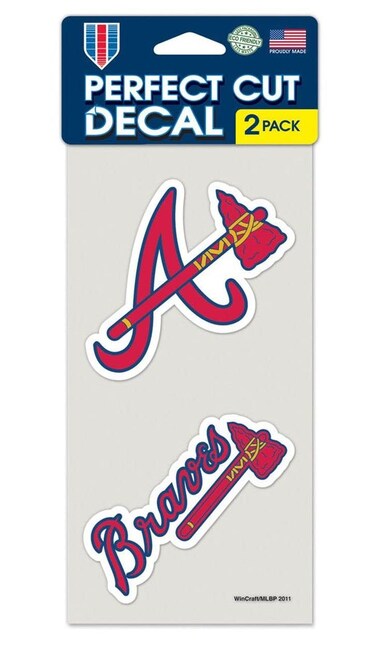 Wincraft MLB Atlanta Braves 07134014 Perfect Cut Decal (Set of 2), 4" x 4