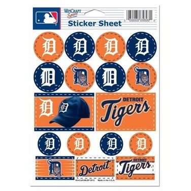 Wincraft MLB Detroit Tigers Vinyl Sticker Sheet, 5" x 7