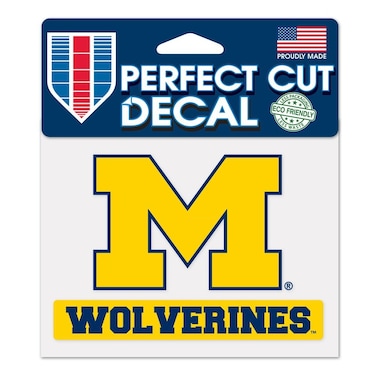 NCAA University of Michigan WCR38151014 Perfect Cut Color Decal, 4.5" x 5.75",yellow