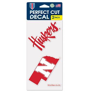 Wincraft NCAA University of Nebraska Perfect Cut Decal (Set of 2), 4" x 4