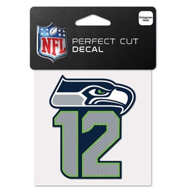 WinCraft NFL Seattle Seahawks 12th Man Perfect Cut Color Decal, 4"x4", Team Color