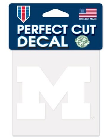 NCAA University Michigan Wolverines 4"x4" inch White Decal