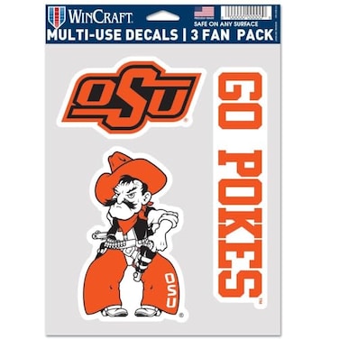 Wincraft NCAA Oklahoma State Cowboys Decal Multi Use Fan 3 Pack, Team Colors, One Size