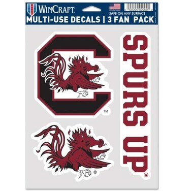 NCAA South Carolina Fighting Gamecocks Decal Multi Use Fan 3 Pack, Team Colors, One Size