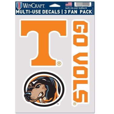 Wincraft NCAA Tennessee Volunteers Decal Multi Use Fan 3 Pack, Team Colors, One Size