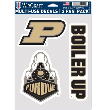 Wincraft NCAA Purdue Boilermakers Decal Multi Use Fan 3 Pack, Team Colors, One Size