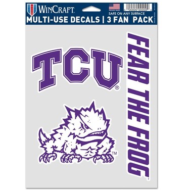 Wincraft NCAA TCU Horned Frogs Decal Multi Use Fan 3 Pack, Team Colors, One Size