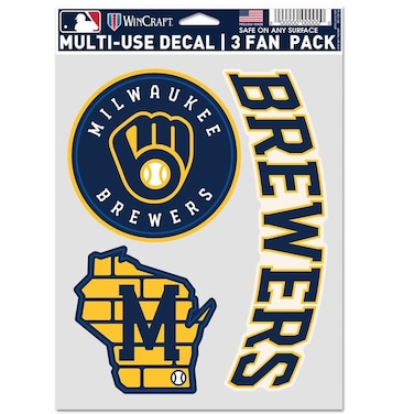 Wincraft MLB Milwaukee Brewers Decal Multi Use Fan 3 Pack, Team Colors, One Size