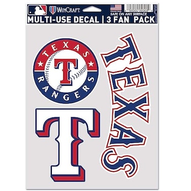 Wincraft MLB Texas Rangers Decal Multi Use Fan 3 Pack, Team Colors, One Size