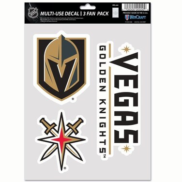 Wincraft NHL Vegas Golden Knights Decal Multi Use Fan 3 Pack, Team Colors, One Size