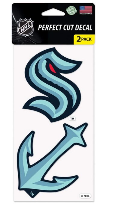 WinCraft NHL Seattle Kraken 4" x 4" Inch Outdoor Vinyl Decal Set (2 Decals, 1 Sheet)