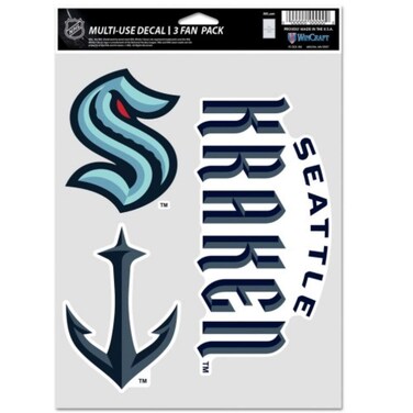 Wincraft NHL Seattle Kraken Decal Multi Use Fan 3 Pack, Team Colors, One Size