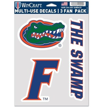 Wincraft NCAA Florida Gators Decal Multi Use Fan 3 Pack, Team Colors, One Size