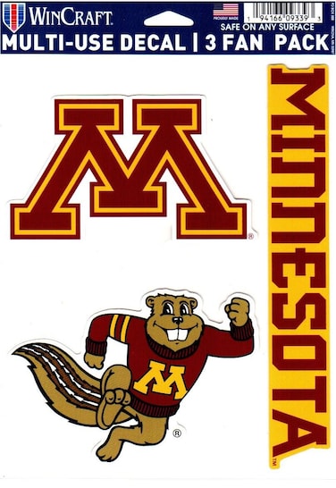Wincraft NCAA Minnesota Golden Gophers Decal Multi Use Fan 3 Pack, Team Colors, One Size