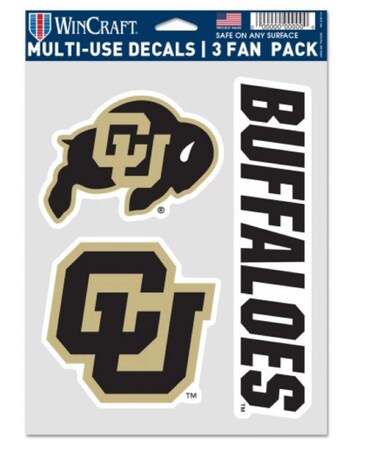WinCraft NCAA Colorado Buffaloes Decal Multi Use Fan 3 Pack - 7.75" x 5.75" Inch Sheet