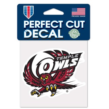 Wincraft NCAA Temple Owls Decal4x4 Perfect Cut Color Decal, Team Colors, One Size