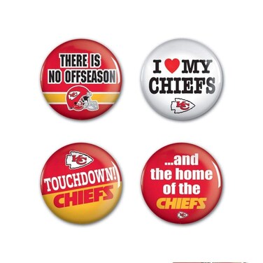 WinCraft NFL Kansas City Chiefs Round Button (4 Pack), 1 1/4