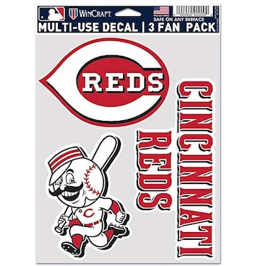 MLB Cincinnati Reds Decal Multi Use Fan 3 Pack, Team Colors, One Size
