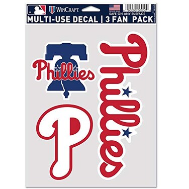 Wincraft MLB Philadelphia Phillies Decal Multi Use Fan 3 Pack, Team Colors, One Size