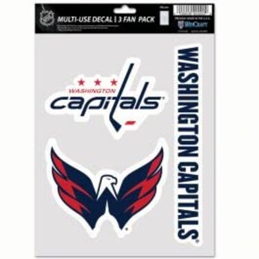 Wincraft NHL Washington Capitals Decal Multi Use Fan 3 Pack, Team Colors, One Size
