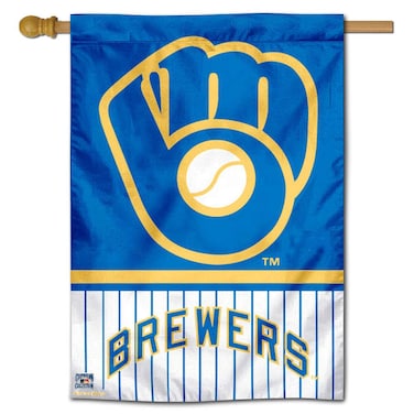 WinCraft Milwaukee Baseball Pinstripes Glove Double Sided Sided Banner Flag