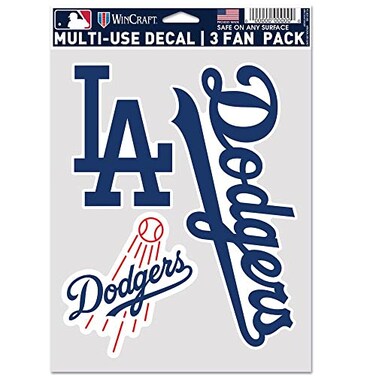 Wincraft MLB Los Angeles Dodgers Decal Multi Use Fan 3 Pack, Team Colors, One Size