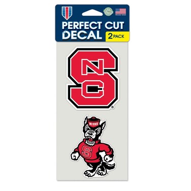 NCAA North Carolina State University Perfect Cut Decal (Set of 2), 4" x 4" Inches