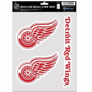 NHL Detroit Red Wings Decal Multi Use Fan 3 Pack, Team Colors, One Size