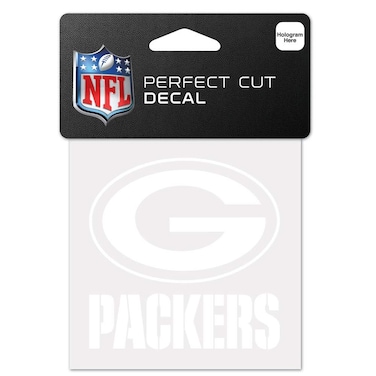 Wincraft NFL Green Bay Packers 4x4 Perfect Cut White Decal, One Size, Team Color