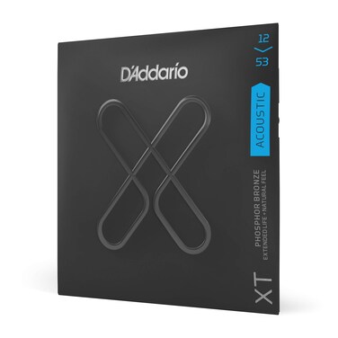 D'Addario Guitar Strings - XT Phosphor Bronze Coated Acoustic Guitar Strings - XTAPB1253 - Extended String Life with Natural Tone &amp; Feel - For 6 String Guitars - 12-53 Light