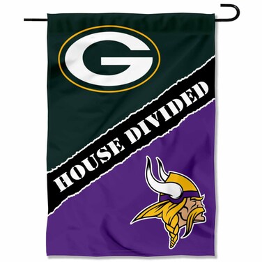 WinCraft House Divided Packers and Vikings Double Sided Garden Flag