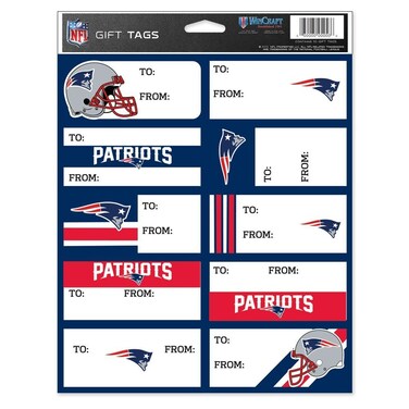 WinCraft NFL New England Patriots Gift Tag Sheet Blue, 8.5" x 11