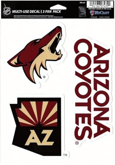 Wincraft NHL Arizona Coyotes Decal Multi Use Fan 3 Pack, Team Colors, One Size