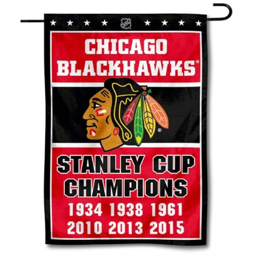 WinCraft Chicago Blackhawks 6 Time Stanley Cup Champions Double Sided Garden Flag