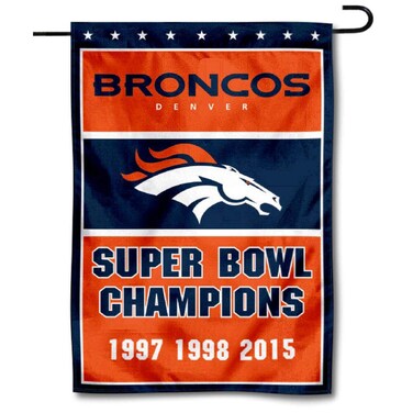 WinCraft Denver Broncos 3 Time Super Bowl Champions Double Sided Garden Flag