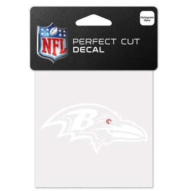 Wincraft NFL Baltimore Ravens 4x4 Perfect Cut White Decal, One Size, Team Color
