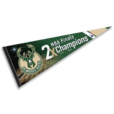 WinCraft Milwaukee Bucks 2 Time Champions Pennant Flag