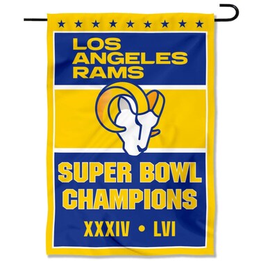 WinCraft Los Angeles Rams 2 Time Champions Super Bowl LVI Double Sided Garden Banner Flag