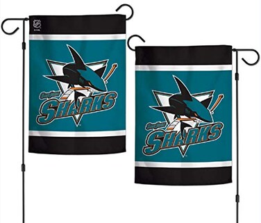 WinCraft NHL San Jose Sharks 12.5" x 18" Inch 2-Sided Garden Flag Logo Text