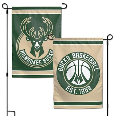 Wincraft NBA Milwaukee Bucks 12x18 Garden Style 2 Sided Flag, One Size, Team Color