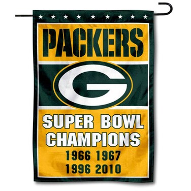 WinCraft Green Bay 4 Time Super Bowl Champions Double Sided Garden Flag