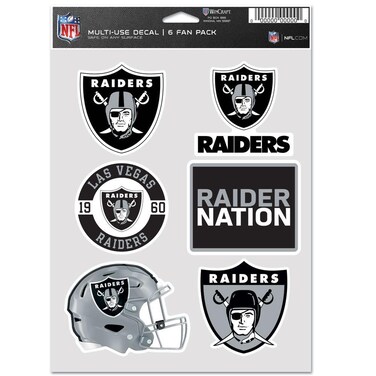 WinCraft NFL Decal Sticker Multi Use 6 Set 19x14cm Las Vegas Raiders