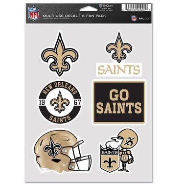 WinCraft NFL Decal Sticker Multi Use 6 Set 19x14cm New Orleans Saints