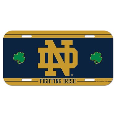 WinCraft NCAA Notre Dame 61372081 License Plate, Black, 12"x6