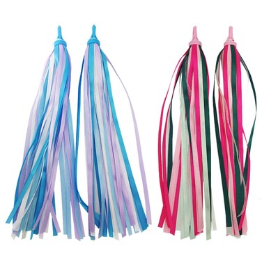 LIOOBO 2 Pairs Bike Handlebar Streamers Grips Ribbons Kids Colourful Bike Tassel Ribbons for Boys Girls