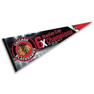 WinCraft Chicago Blackhawks 6 Time Cup Champions Pennant Banner Flag