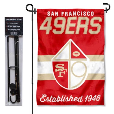 WinCraft San Francisco 49ers Throwback Retro Vintage Garden Flag and Flagpole Mount