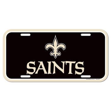 WinCraft NFL New Orleans Saints License Plate, Team Color, One Size
